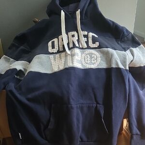 Men's Navy and Light Gray Hooded Sweatshirt with Front Pocket